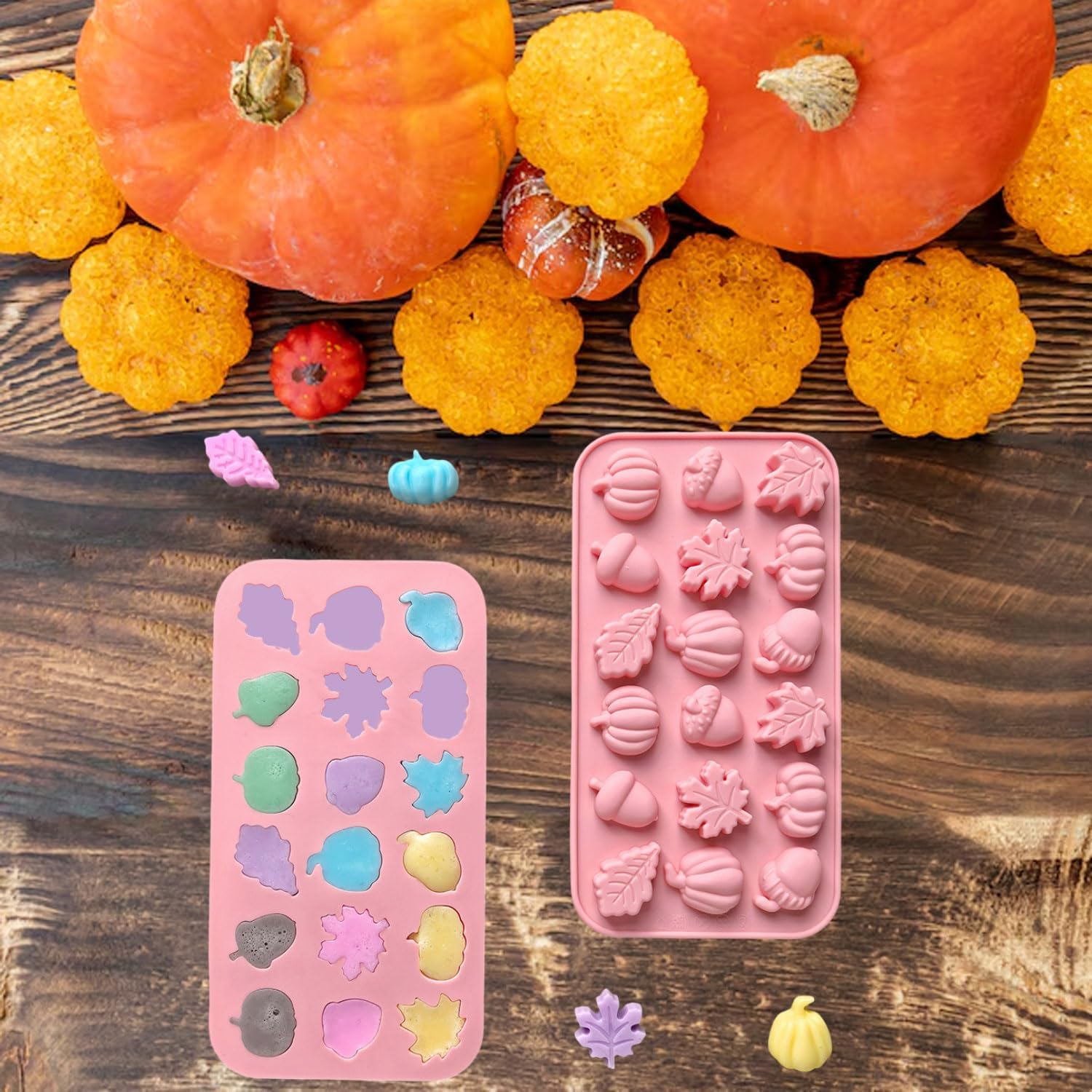 RIICFDD Fall Silicone Molds for Chocolate,2 Piece 36-Cavities Autumn Molds