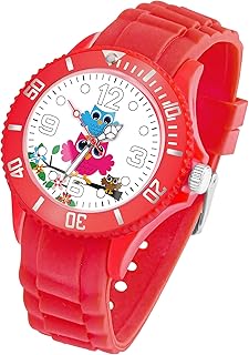 Taffstyle dziecięcy zegarek na rękę, silikonowy, zegarek sportowy, kolorowy zegarek z motywami kwiatków, sów, rodziny, analogowy zegarek kwarcowy czerwony czerwony Gehäuse 34 mm