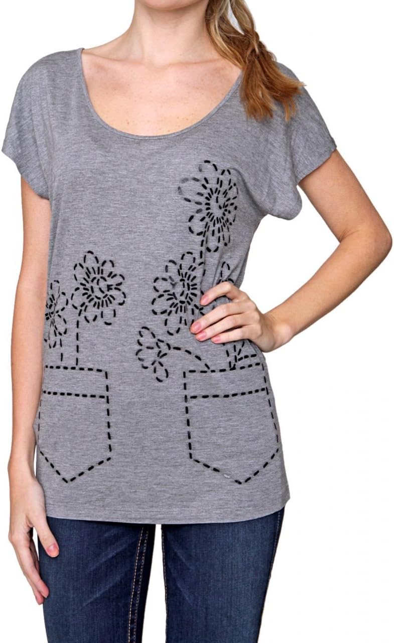 Love Moschino Sleeveless T-Shirt FLOWERS, Color: Grey
