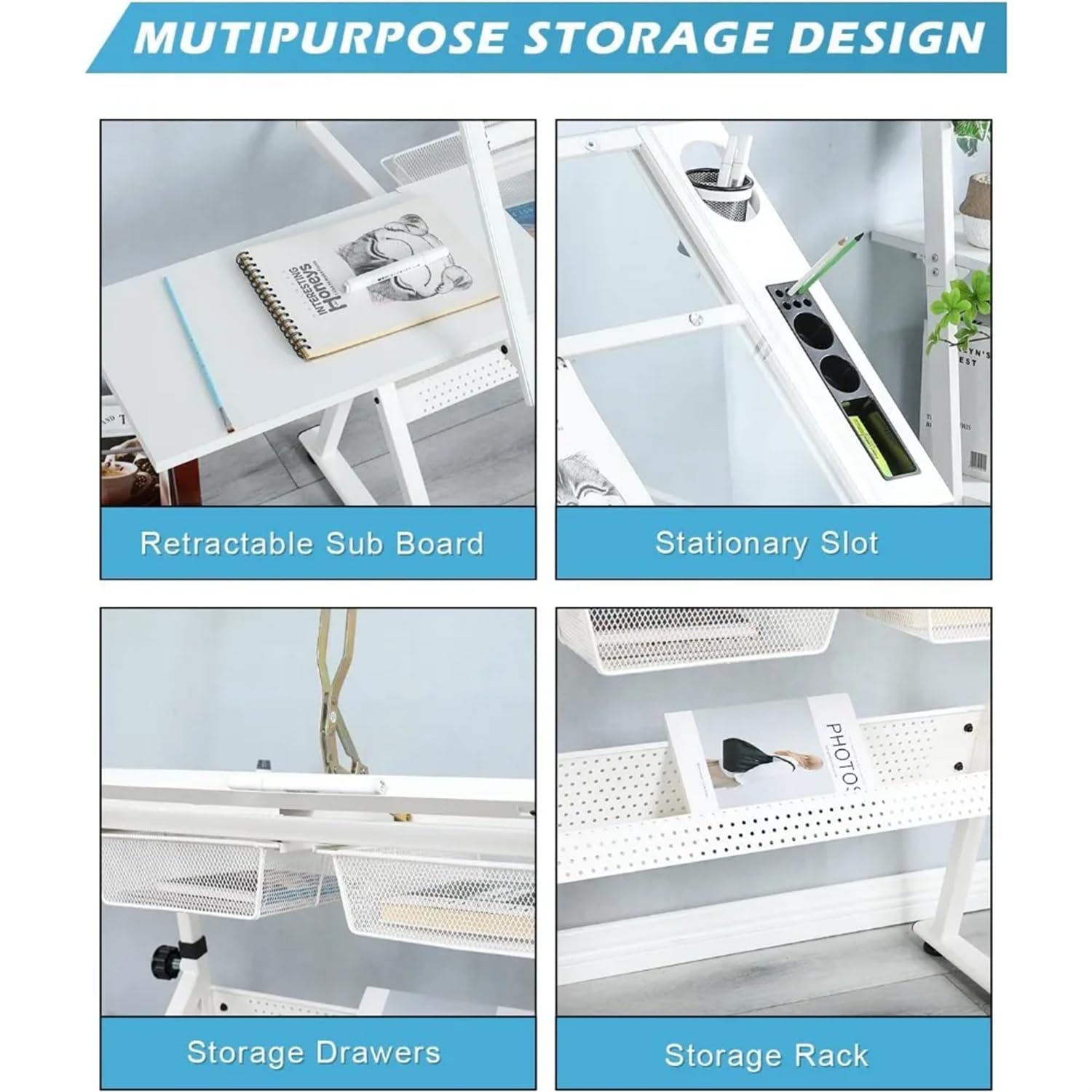 Zeichentisch Architektentisch Höhenverstellbar Arbeitstisch Verstellbarer Tischplatte Schreibtisch Schülerschreibtisch Mit Hocker Und Schubladen Für Techniker Architekten