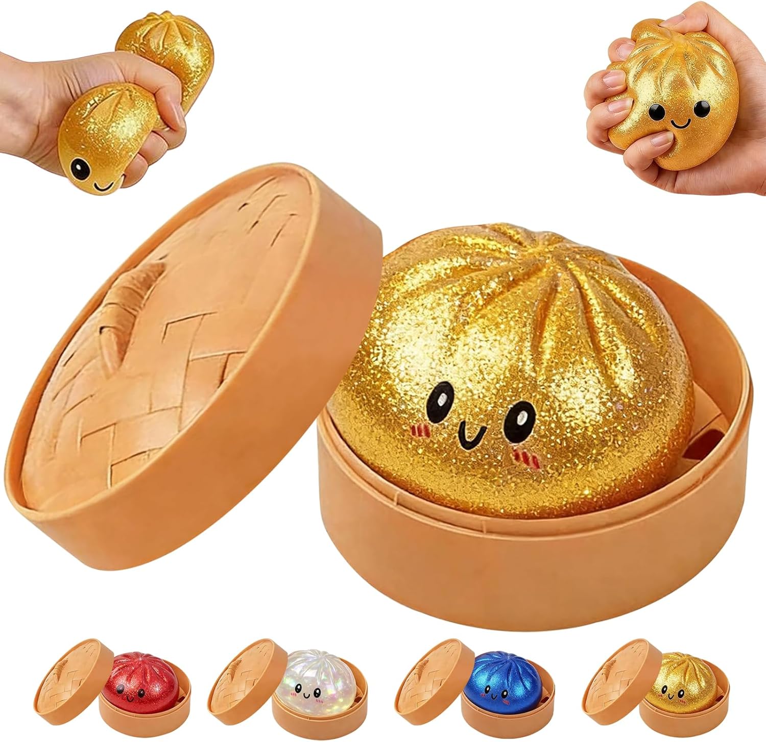 Glitter Dumpling Squishy with Box, 2026 New Squeeze Toy for Stress Relief Balls Fidget Sensory Toy, Soft Dumplings Squishies