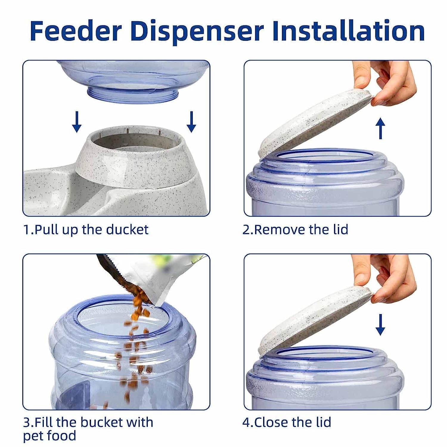 DARKFISH Plastic Pet Food Dispenser 3.8L Large Capacity Self-Dispensing Gravity Pet Feeder Cat Dog Feeding Bowl Automatic Feeding Pet Supplies Cat Food Dispenser, 1