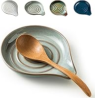 Vista 10 de LAUCHUH Reposacharas para Estufa de 5 Pulgadas Soporte de Cuchara de Cocina para Encimera de Cocina Portacucharón de Cerámica para Espátula, Negro