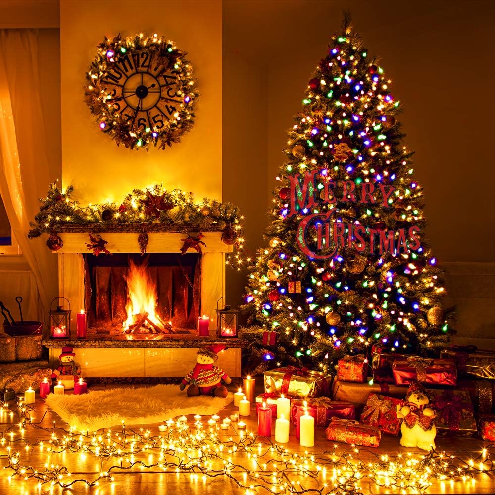 Qedertek Luci Albero di Natale, Catena Luminosa 20M 200 LED, Luci di Natale Esterno ed Interno, Cavo verde scuro, Luci Bianco Caldo Addobbi Natalizi Esterno, Luci Natalizie da Esterno ed Interno