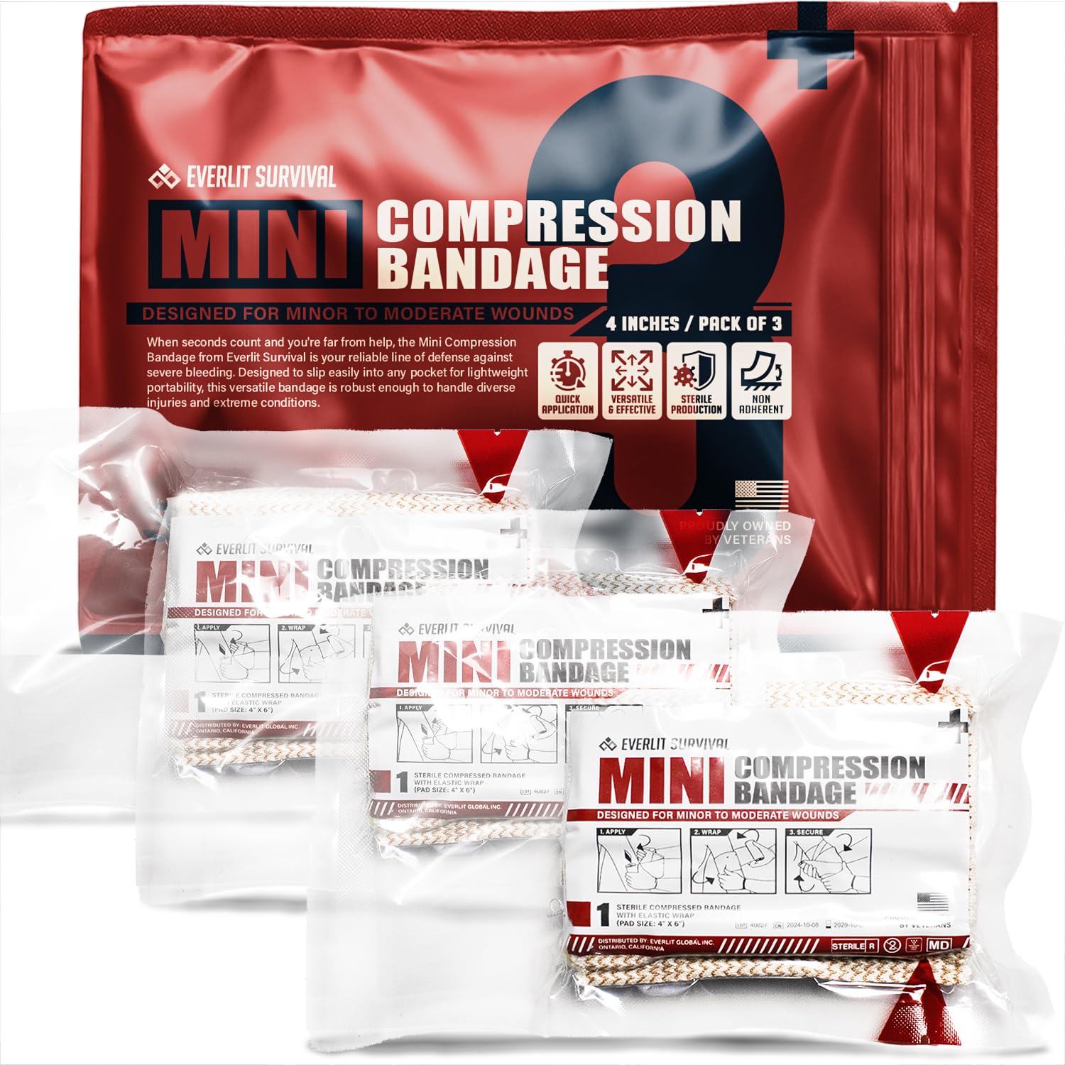 Amazon.com: EVERLIT Mini 4 x 6 Inch Emergency Bandage Compression Trauma Pressure Wound Dressing Sterile Vacuum-Sealed for Bleeding Control, Gun Shot, Medical Kit, First Aid IFAK (3) : Health & Household Amazon.com: EVERLIT Mini 4 x 6 Inch Emergency Bandage Compression Trauma Pressure Wound Dressing Sterile Vacuum-Sealed for Bleeding Control, Gun Shot, Medical Kit, First Aid IFAK (3) : Health & Household