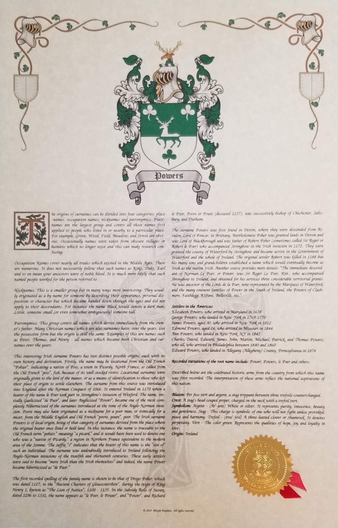 Mr Sweets Viener Coat of Arms, Crest & History 11x17 Print - Name Meaning, Genealogy, Family Tree Aid, Ancestry, Ancestors, Namesakes - Surname Origin: Austrian Austria