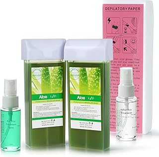 Roll On Wax Depilatory Wax Roller Hair Removal Waxing Kit,Beth Lee 2 Packs Aloe Wax Cartridge and 100 Wax Strips Wax Kit R...