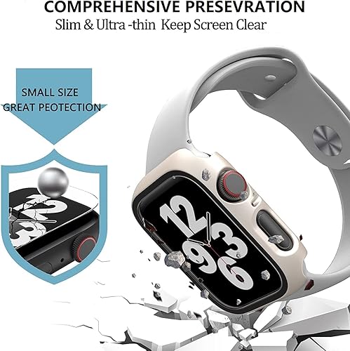Miniatura 2 de HASDON Paquete de 12 Funda compatible con Apple Watch Series 9 8 7 de 41 mm con protector de pantalla de vidrio templado, cubierta protectora de
