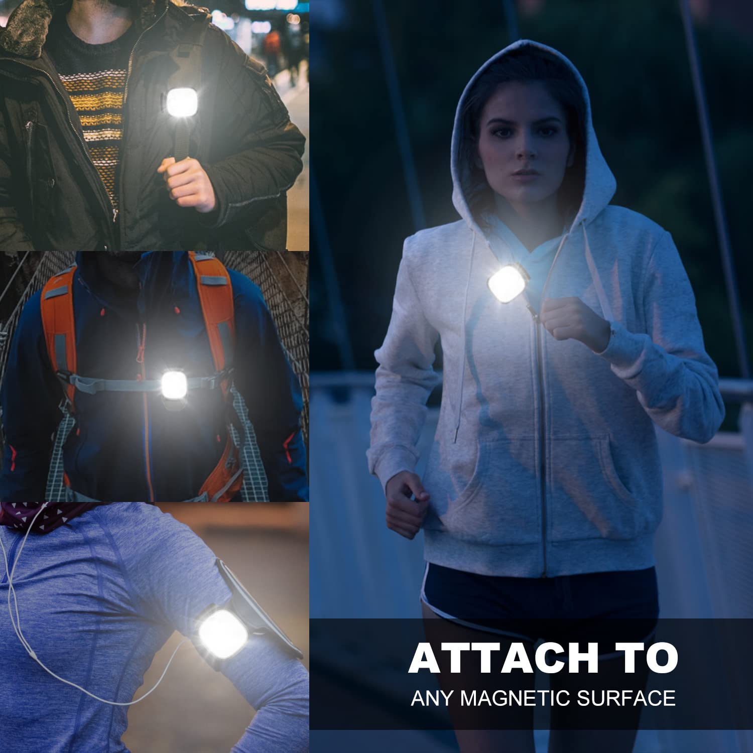 Set di 4 luci LED a clip, luci riflettenti ricaricabili tramite USB, 4