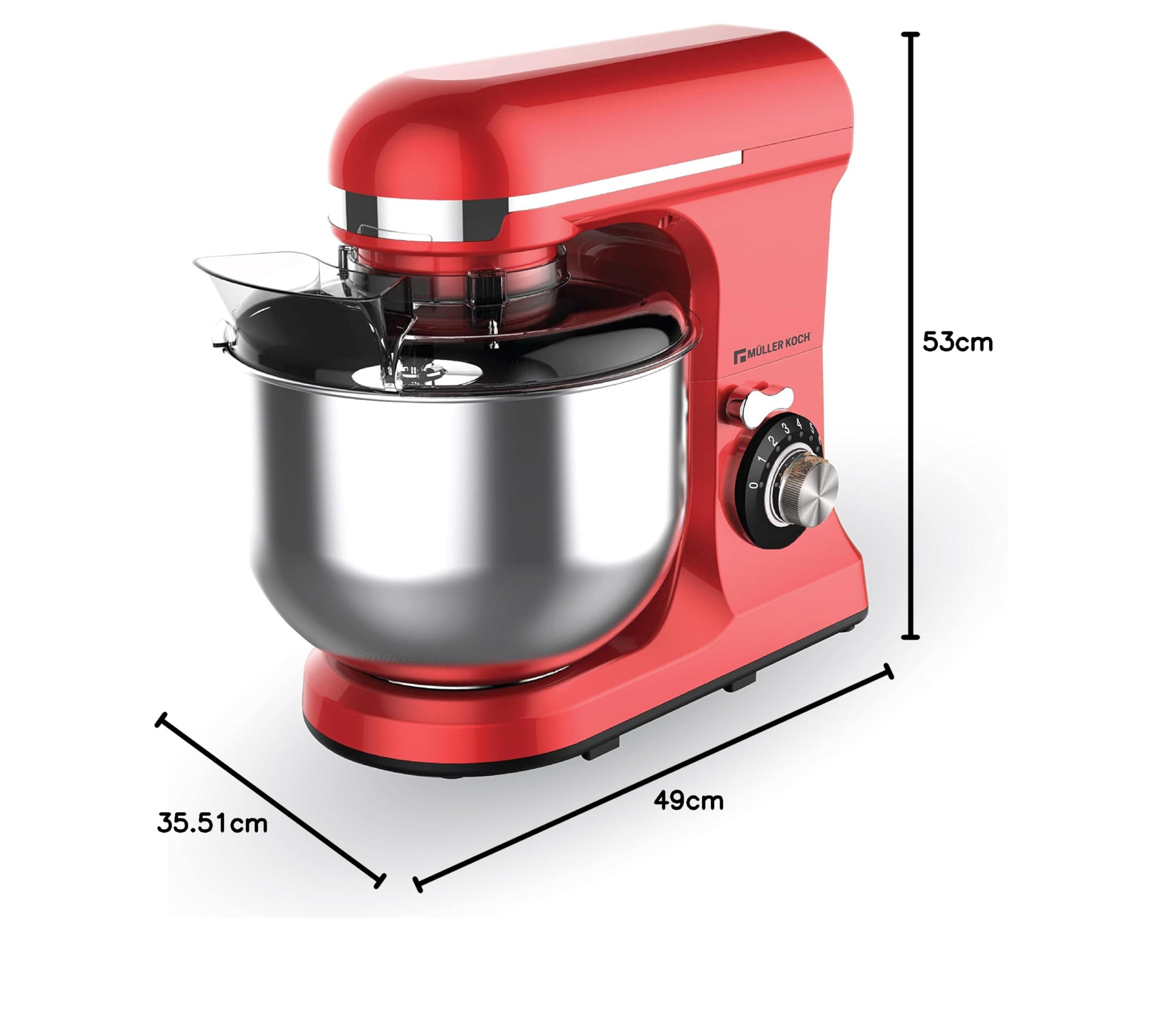 Müller Kitchen MK-6039 Robot de cocina 7L (incluye batidor, gancho para amasar y gancho para agitar, cubierta para el polvo)