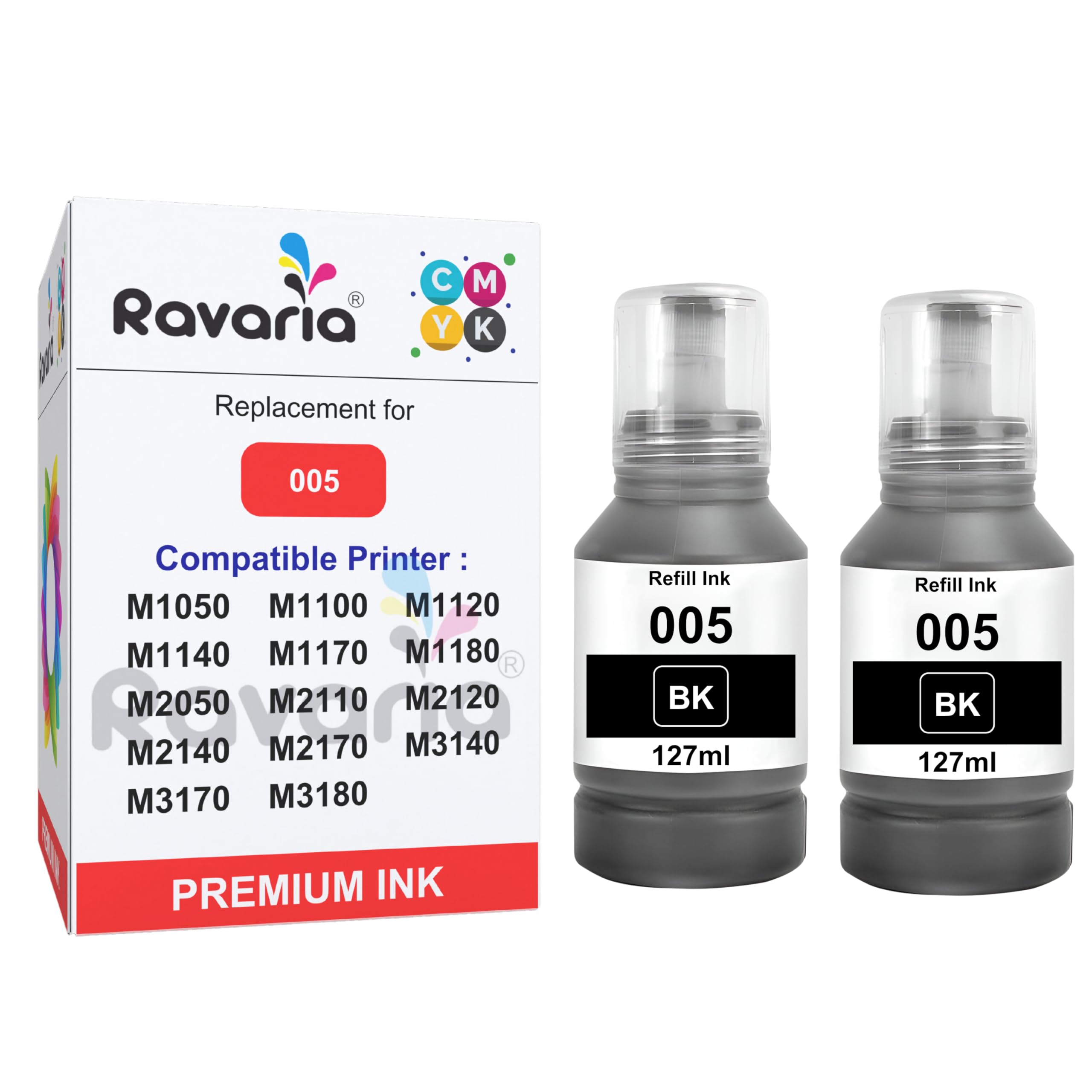 005 Black Ink for Epson M1050 M1100 M1120 M1140 M1170 M1180 M2050 M2110 M2120 M2140 M2170 M3140 M3170 M3180 (005 Black Ink 2 Pcs Pack)-image-5