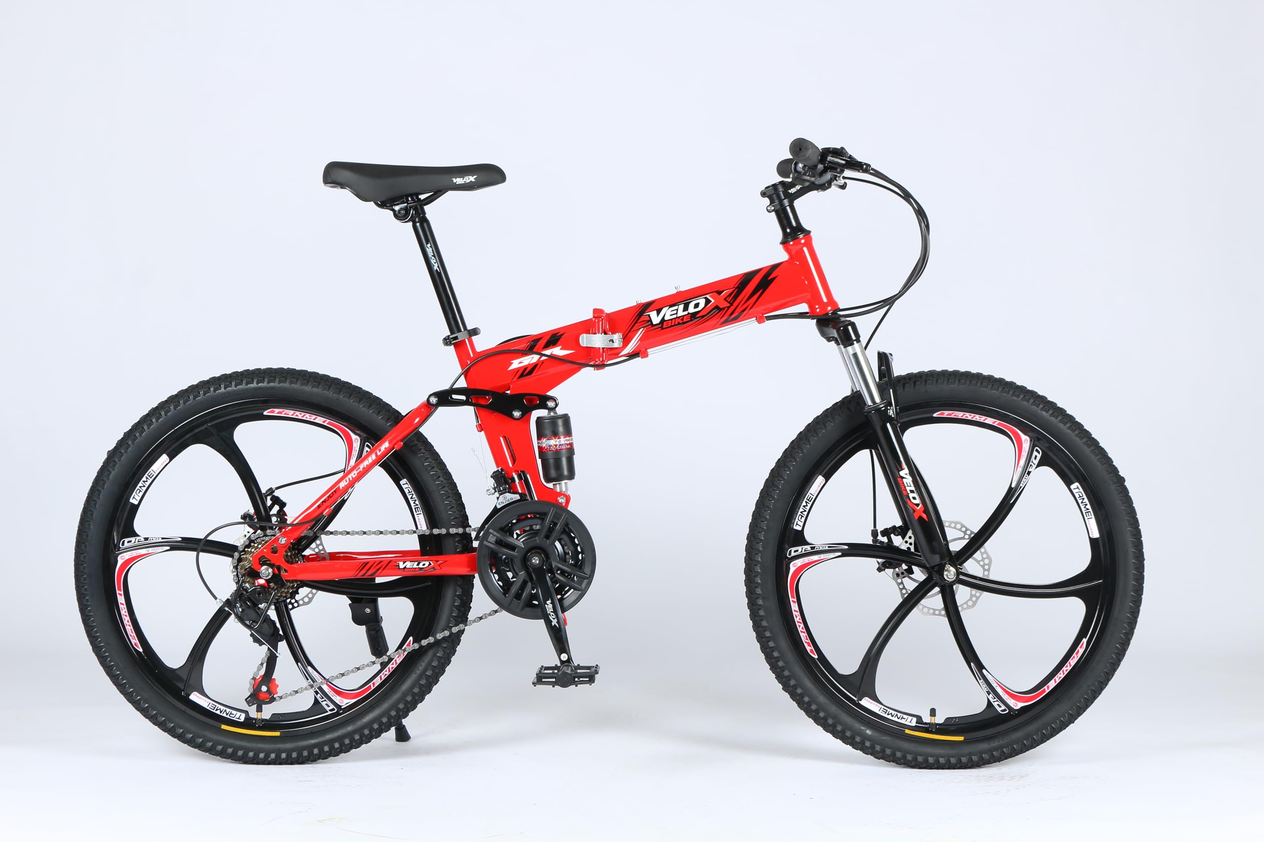 selling united 26inch Foldable Mountain Bike Dual Suspension Hardtail Bicycle Men Women Mountain Bike 21 Speed Drivetrain Lightweight Frame Sport Cycling Bike for Adult (Red (2026 Model))