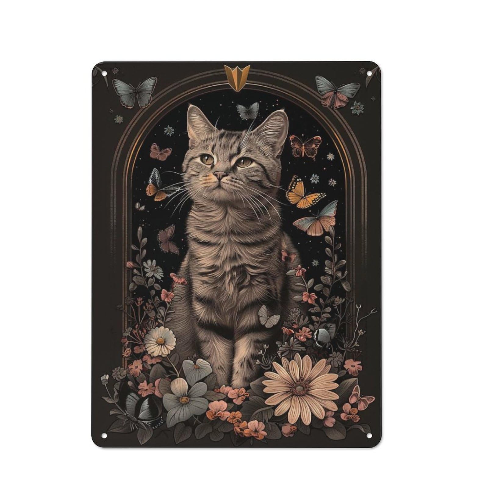 Junmoney American Shorthair Tin Wall Plaque 40X30cm With For Guest Room Or Hallway, For Garage, Workshop And Man Cave Decoration