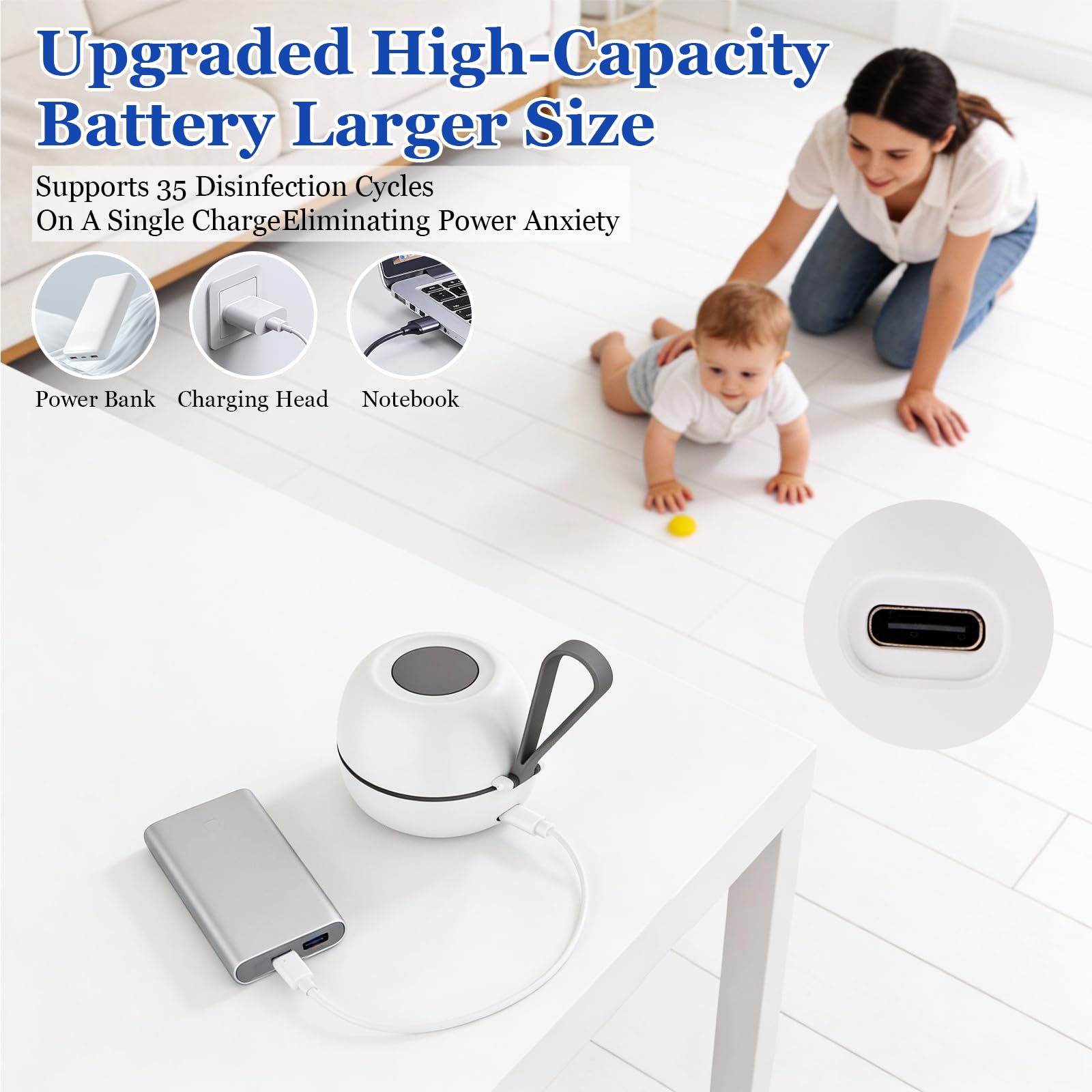 Sterilizzatore portatile per ciuccio, ciuccio UV, sterilizzatore, sterilizzatore al 99,99% in 3 minuti, disinfettante UV per la casa e in viaggio, per 2 ciucci, per viaggi e casa