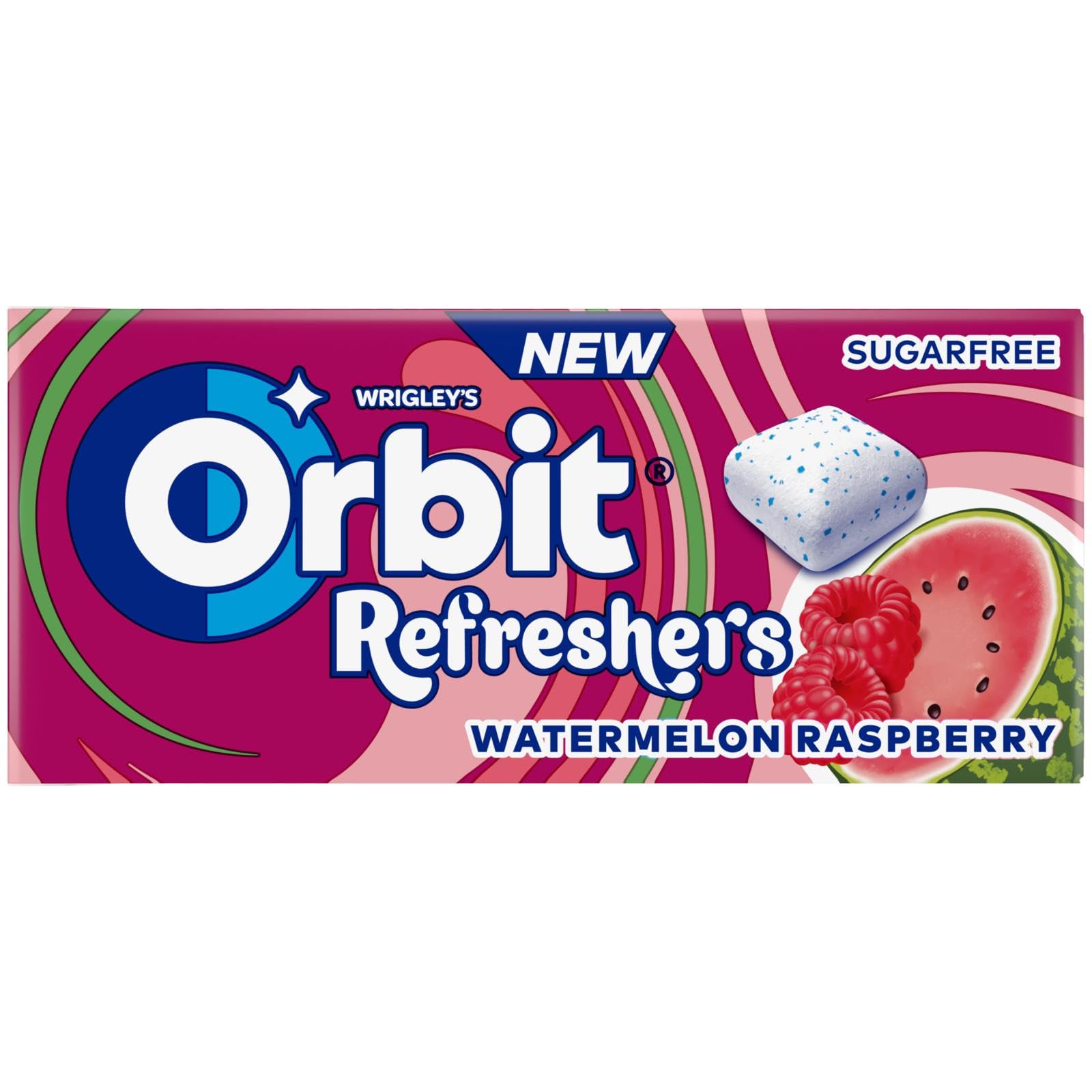 Orbit Refreshers Chicles sin azúcar sabor sandía y frambuesa, 16 paquetes