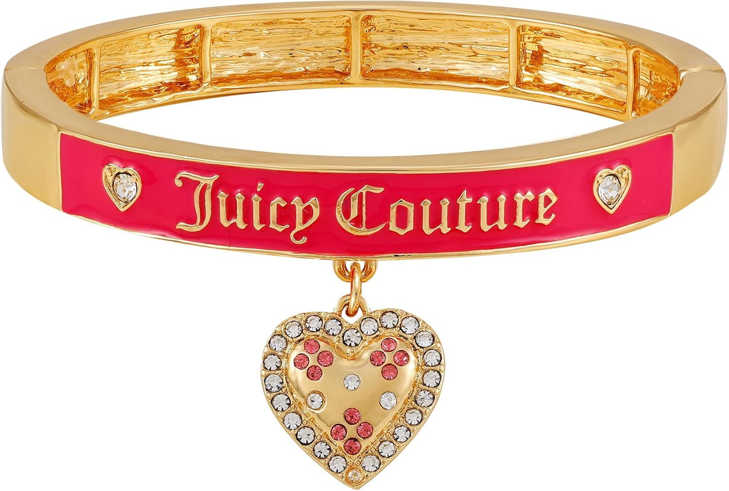 Juicy Couture ゴールドトーンとライトローズハートチャームバングルブレスレット レディース, One Size, 金属,
