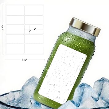 2"4" 200Pcs Waterproof Labels Shipping Label Printer Mailing Label Glossy White Customizable Printable Blank Rectangle Labels for Laser and Pigment-Inkjet Printers