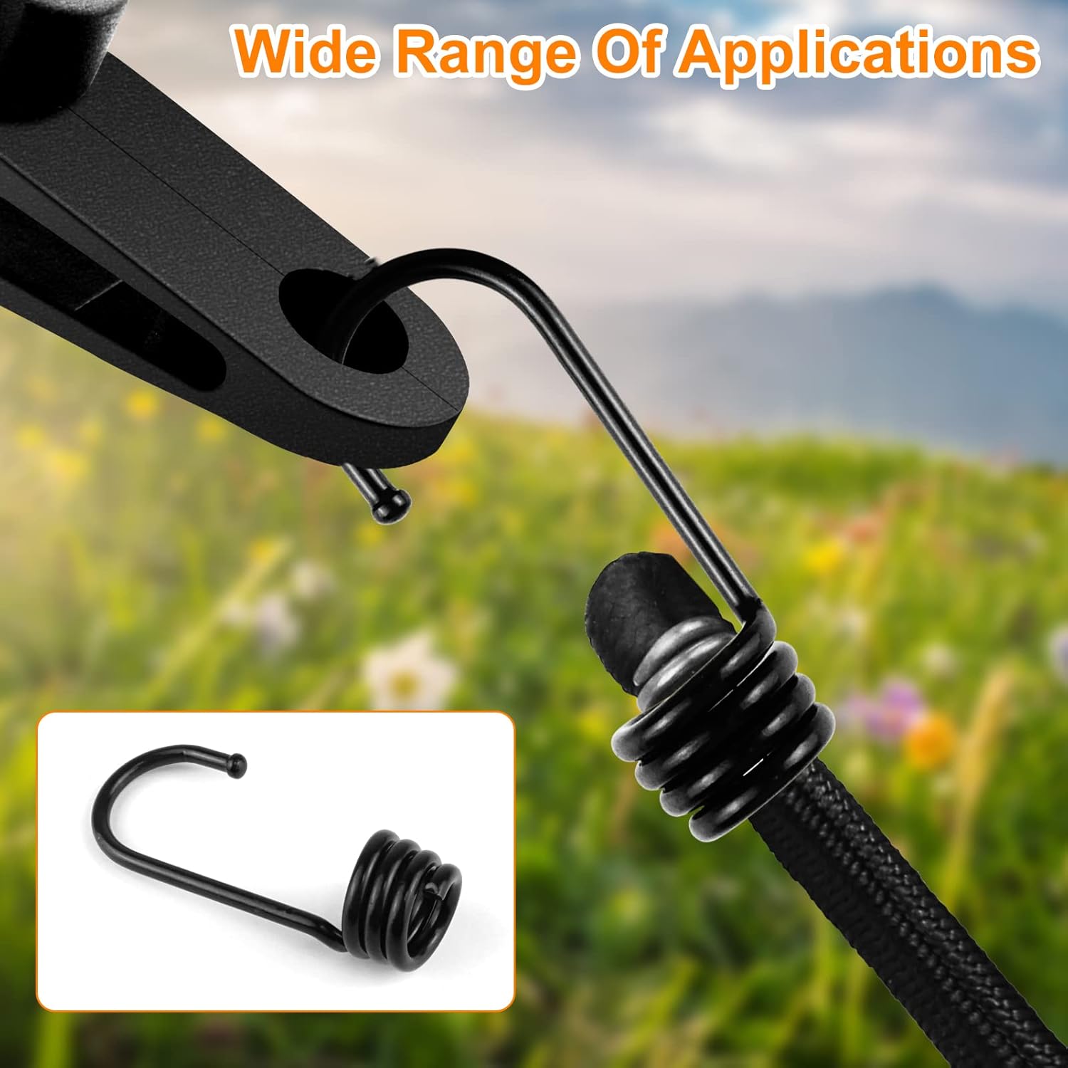 3/8 inch Plastic-Coated Bungee Shock Cord Hook, 30 PCs Plastic Coated Bungee Cord Hooks Spiral Bungee Hooks Wire Hooks End for Elastic Rope Strapping Tap Camping Tarps Covers Boating Outdoor etc