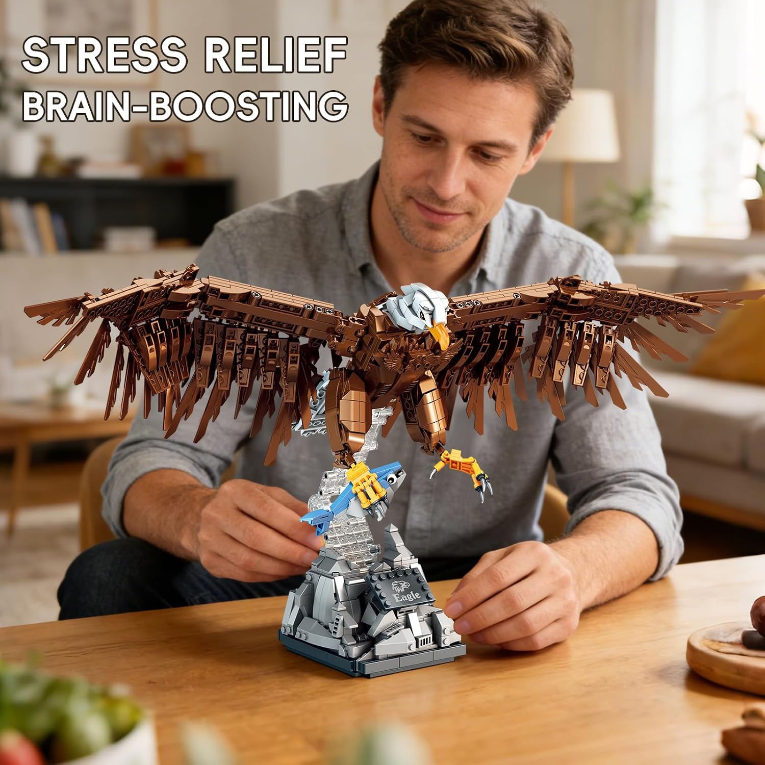 HJPLPXH Bald Eagle Building Blocks Set - Realistic Bird Animal Model, Ideal Gift for Adults & Teens.