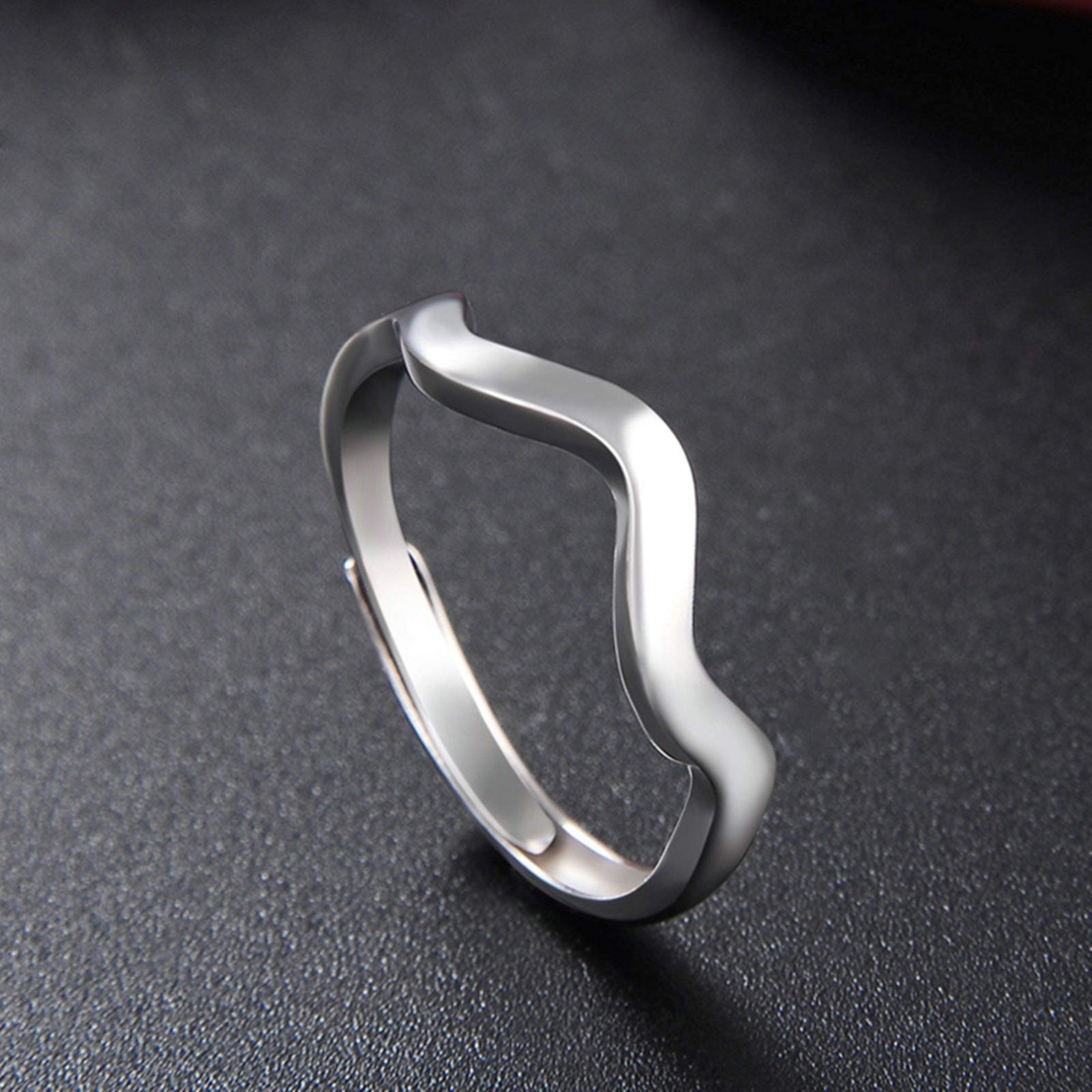 Fidget Ring Set Anelli Argento Disegno Dell'Onda 925 Sterline D'Argento Regalo Anniversario