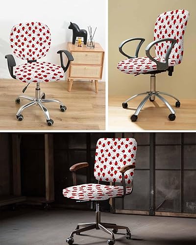 Miniatura 6 de ALAGEO Funda para silla de oficina, diseño de mariquita roja, funda para silla de computadora, en forma de corazón, protectora y elástica, fundas