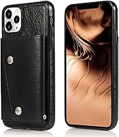 Vista 2 de LUVI Funda con tarjetero para iPhone 11 Pro con correa para el cuello, cadena cruzada, correa de muñeca, funda protectora con ranura para tarjeta