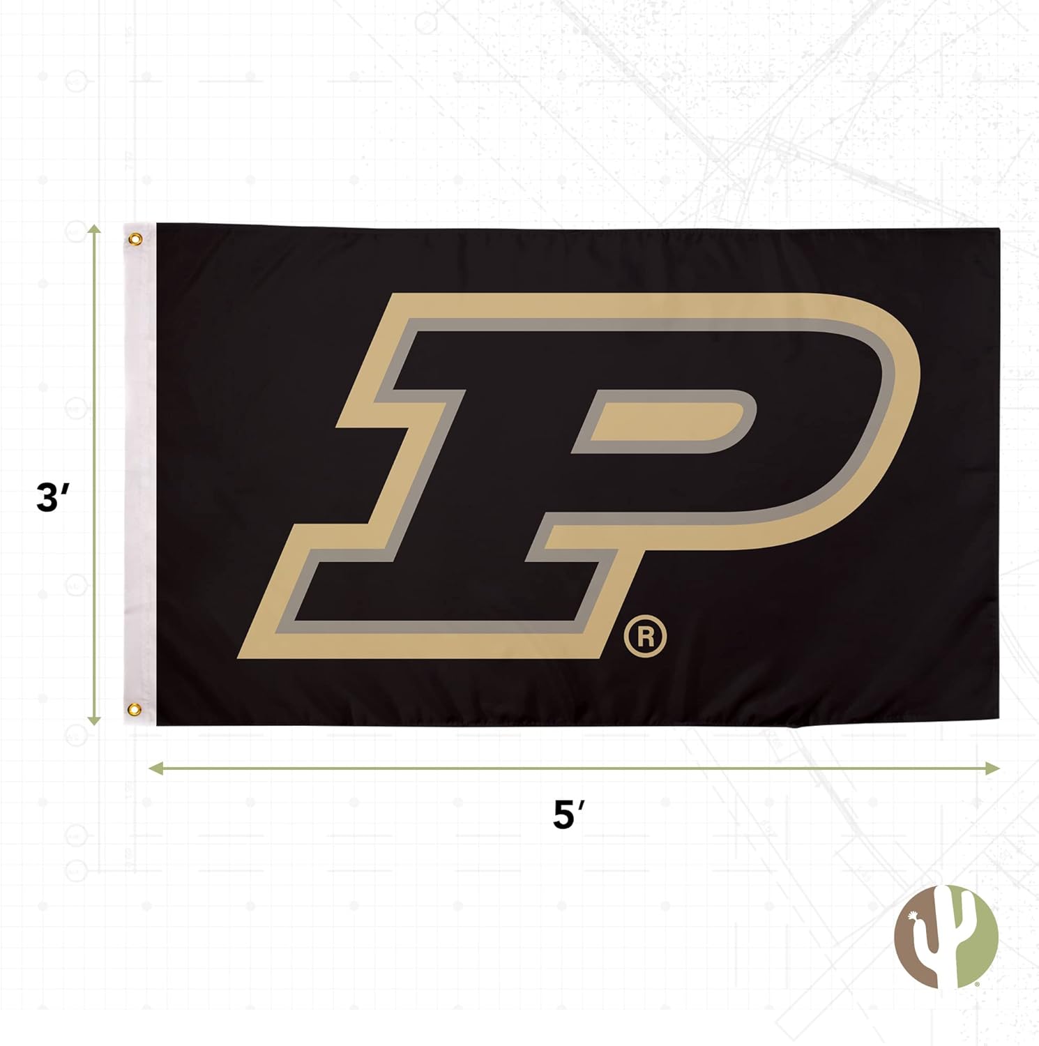 Desert Cactus Purdue University Flag Double Sided Boilermakers Banners 100% Polyester Indoor Outdoor 3x5 feet Flags (Double Sided - Flag B)
