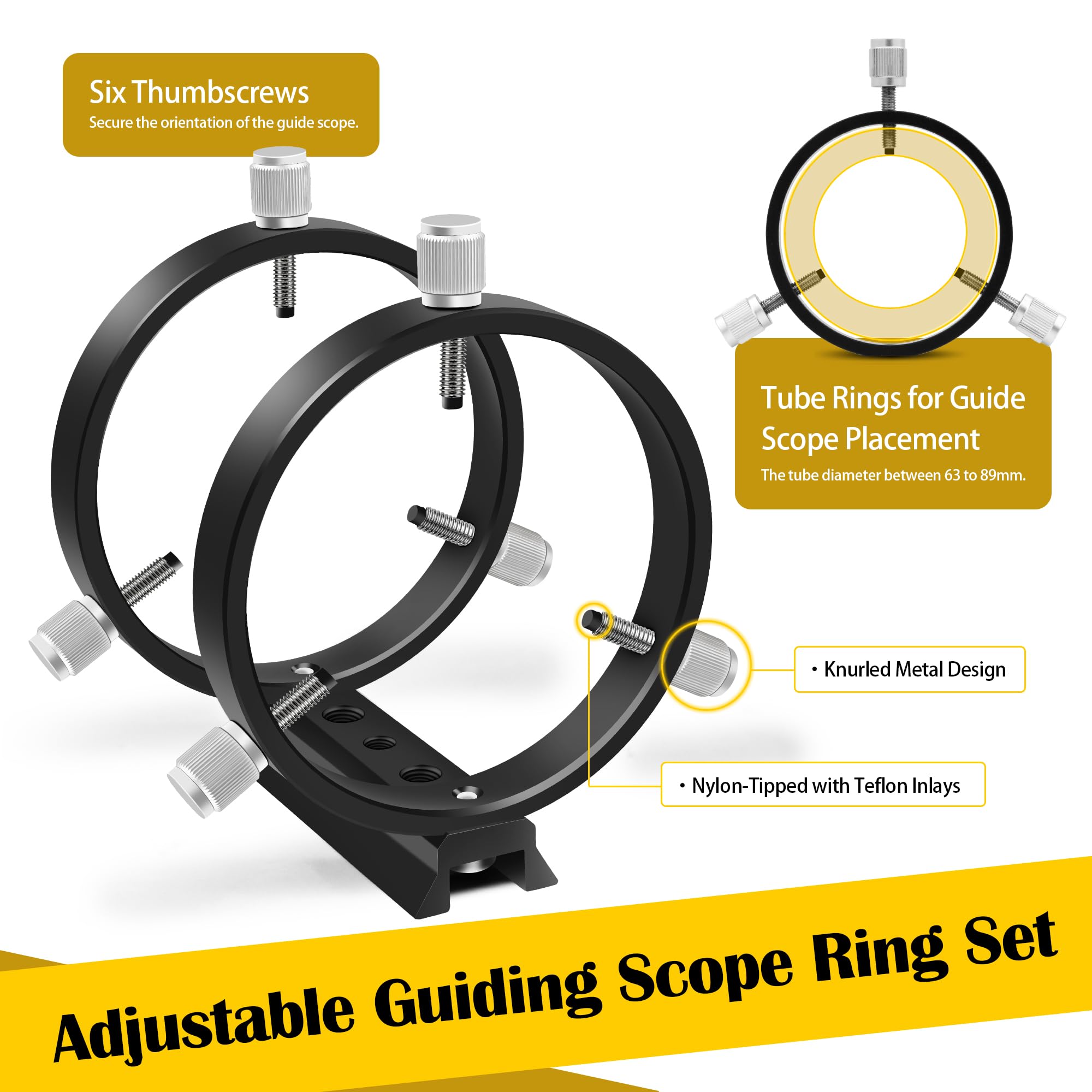 Astromania Alcance guía mejorado de 70 mm FMC con enfoque helicoidal doble, kit de guía de buscador de lujo compatible con ocular de 1.25 pulgadas para telescopio de astronomía y cámara de guía