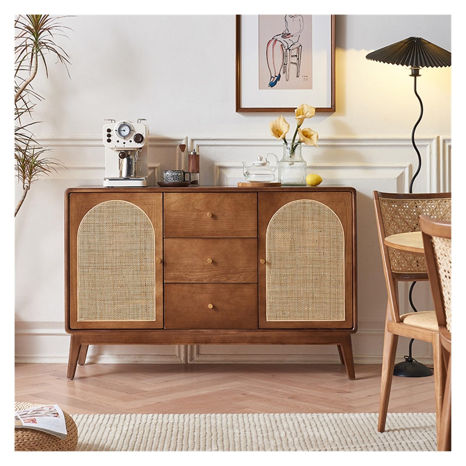 Armadio cucina Credenza in legno di rattan for la casa stoccaggio