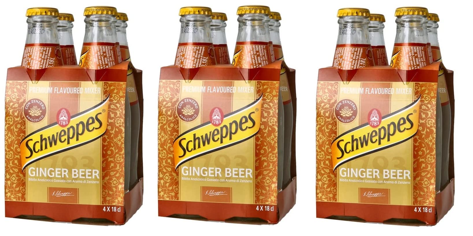 Schweppes Boisson gazeuse au gingembre, 3 bouteilles de 18 cl chacune