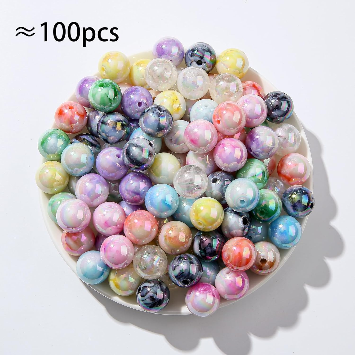 16mm Acrylic Beads 100pcs Ab Color Cloud Bead Pen Bubblegum Beads DIY Beading Hairband Bracelets Necklace Craft for DIY Jewelry Making (Double Cloud) - Image 2