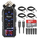 Zoom H6essential 6-Track 32-Bit Float Portable Audio Recorder with 32GB microSD Card, USB-C Cable, 10' XLR Cables and AA Batteries