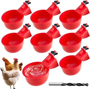 Pack of 8 Nipple Drinkers Chickens Chicken Drinkers with Drill, Automatic Poultry Drinker DIY Chicken Water Cup for Chickens Ducks Geese Turkeys Pigeon