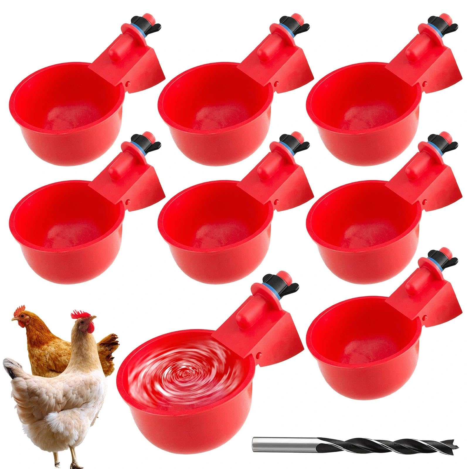 8 Piezas Bebedero Automático Juego de Comedero para Aves de Corral Kit Dispensador de Agua para Pollos Patos Gansos y Pavos con Taladro