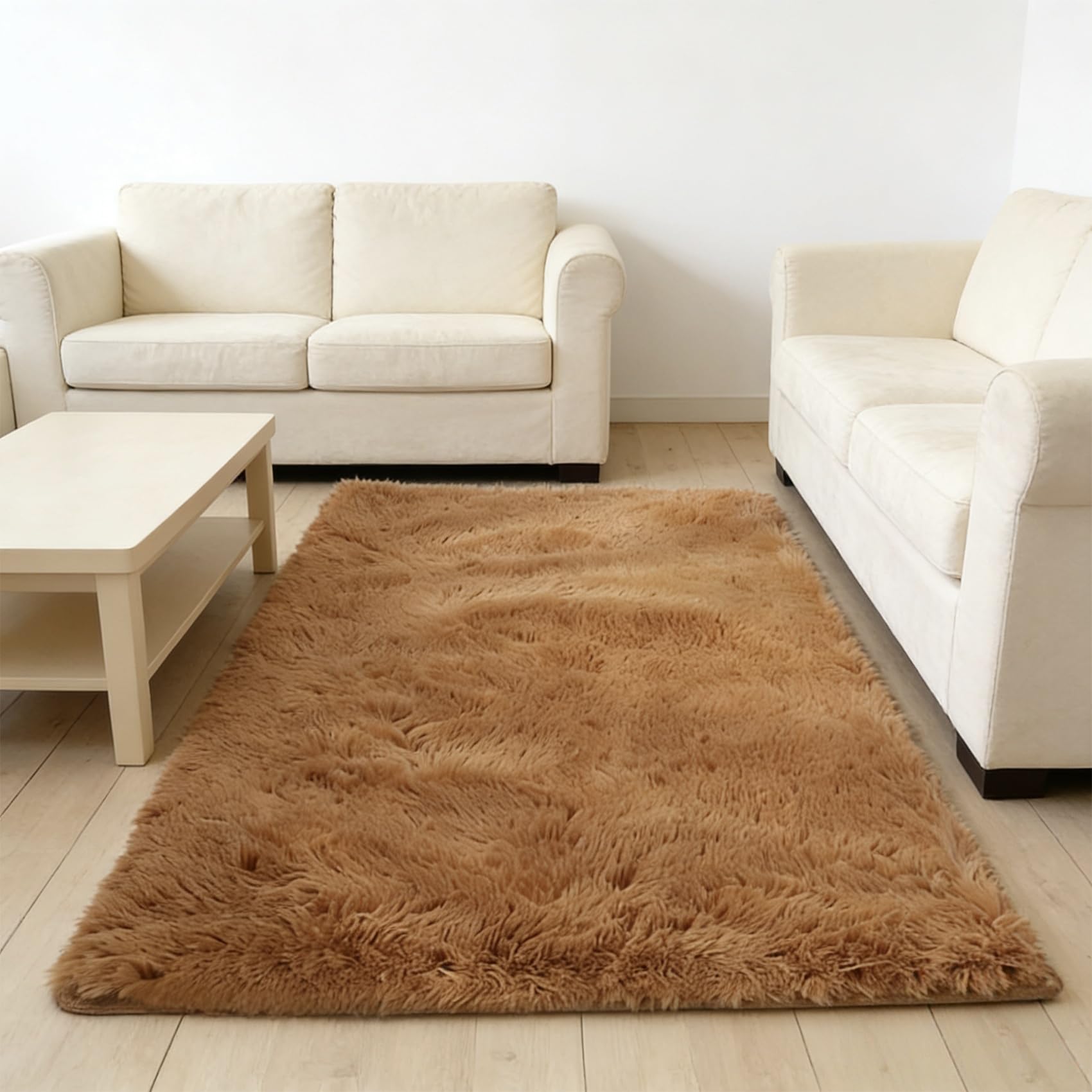 Pluizig Tapijt 142 x 60 cm Pluizig, Antislip, Wasbaar, Modern Design, Makkelijk Te Onderhouden Fluffy Vloerkleed Voor Woonkamer, Slaapkamer, Keuken, Grijs