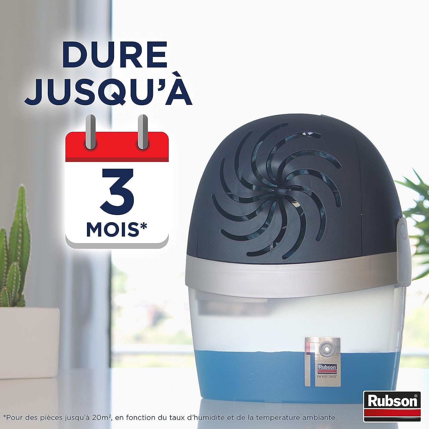 Rubson – AERO 360° Recharges en tabs neutres pour absorbeur d'humidité, recharges pour déshumidificateurs ultra absorbantes et anti odeur, 4 x 450 g pour déshumidificateur d'air