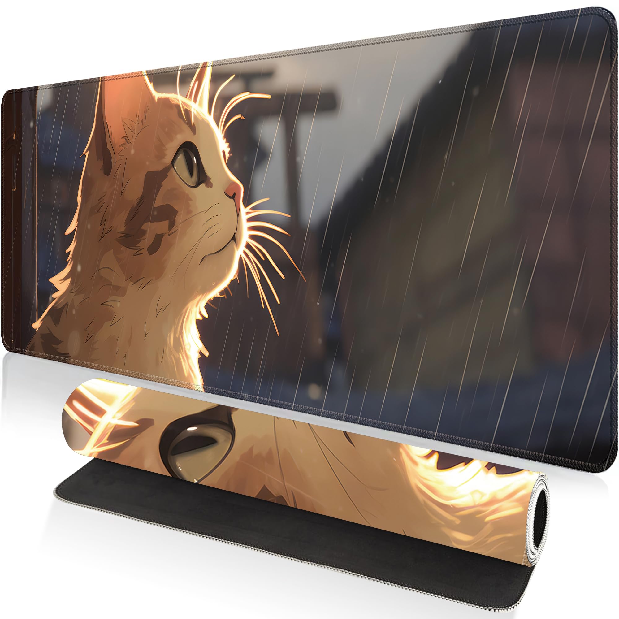 Large Gaming Mouse Pad 31.5 x 11.8 Inch XXL Extended Desk Mat for Mouse and Keyboard - Non-Slip and Waterproof Surface with Abstract Geometric Figures