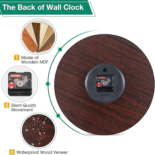 Miniatura 4 de WISKALON - Reloj de pared de cocina de 140in reloj de pared para decoración de casa de campo relojes decorativos silenciosos sin marcar reloj de