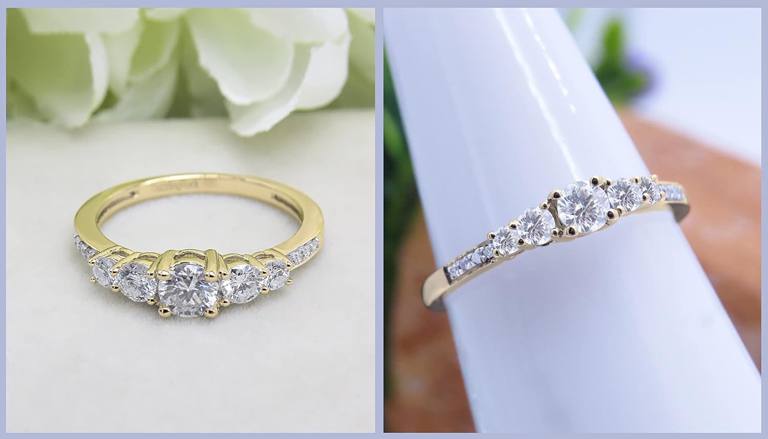 Dazzlingrock Collection Round White Natural Diamond 5 Stone Engagement Ring for Women (0.40 Ctw) in Real Solid Gold
