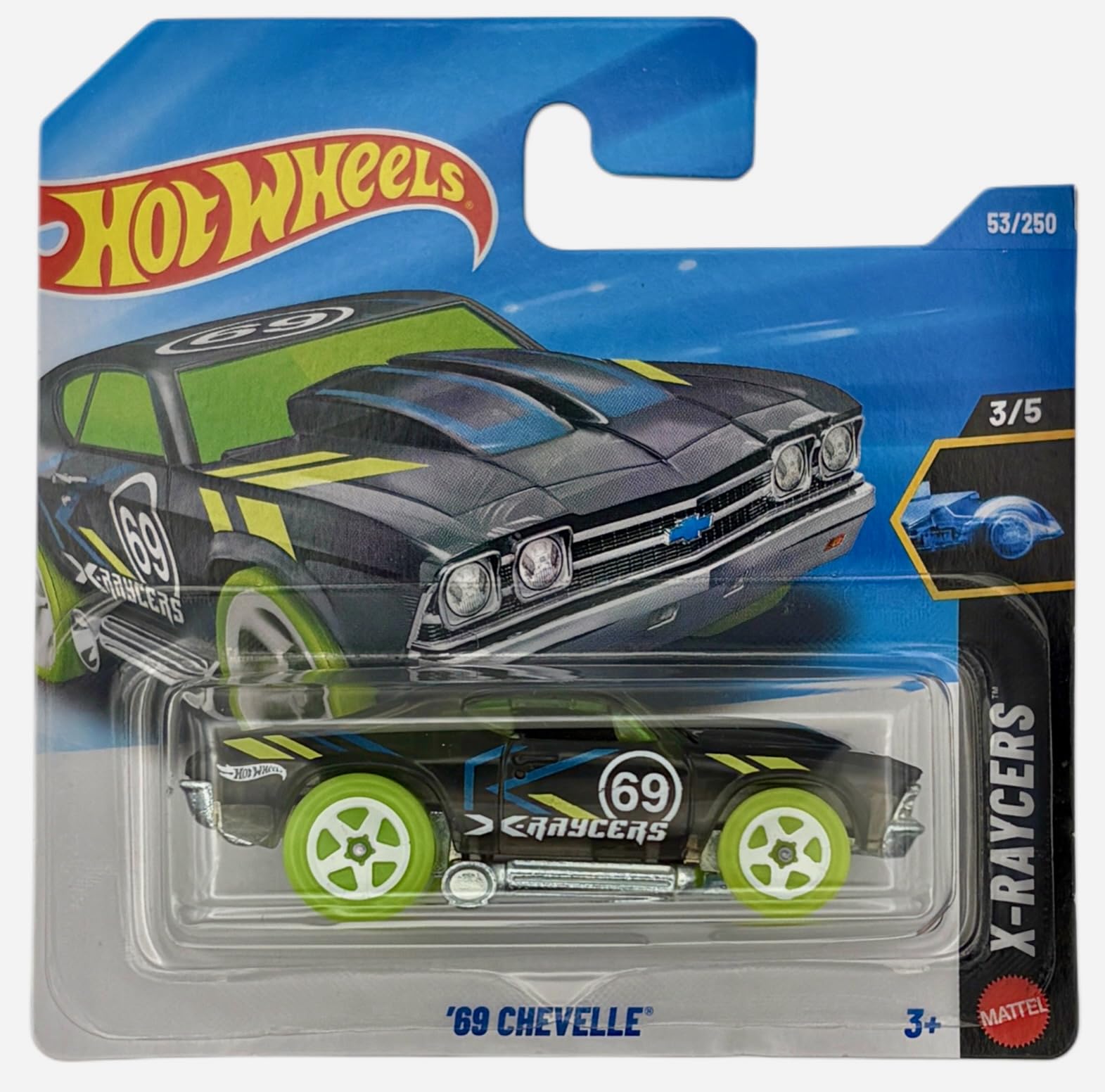 Hot Wheels - '69 Chevelle - JJJ23 - X-Raycers 3/5 - Short Card - Black/Neon Green Racing Design - Official Licensed Model - Mattel 2026 (53/250) - 1:64-image-23