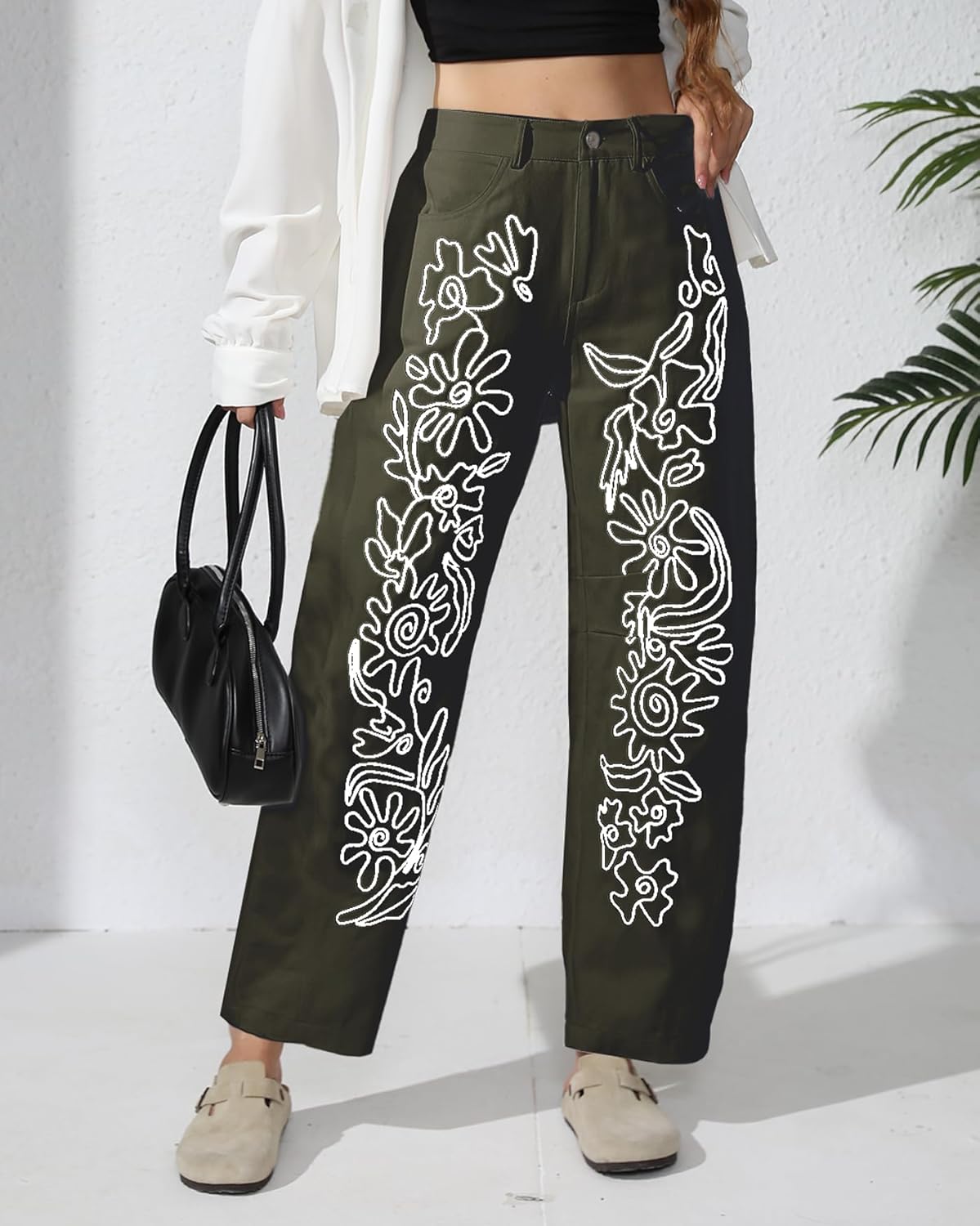 Kedera Embroidered Jeans for Women 2025 Baggy Boyfriend Jeans Barrel Leg Horseshoe Jeans Women Vintage Mid Rise Jeans - Image 5