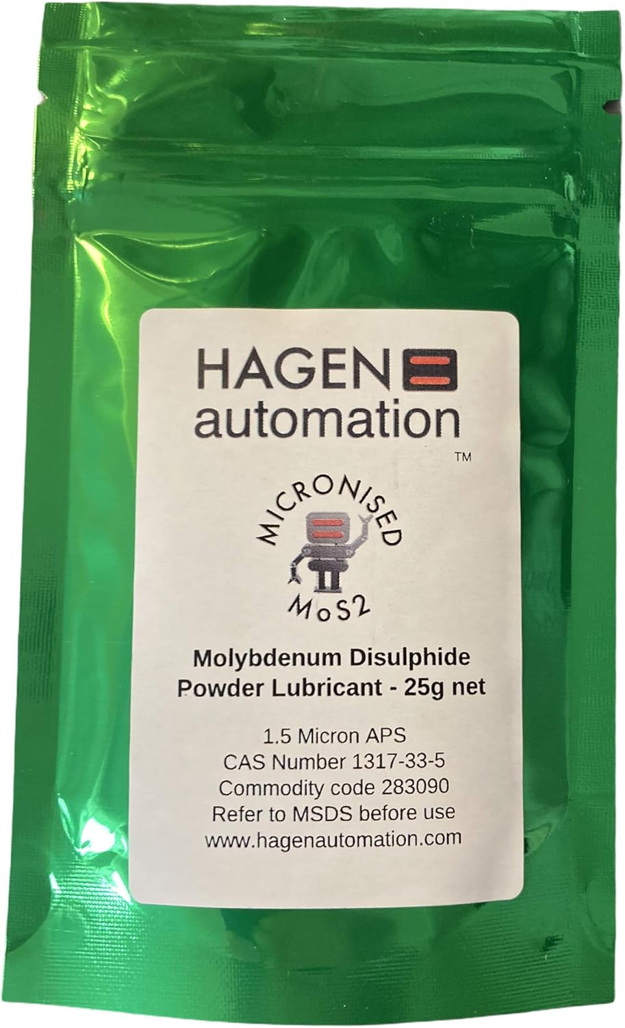 Hagen Automation 25g Micronised MoS2 foil pack Molybdenum Disulphide