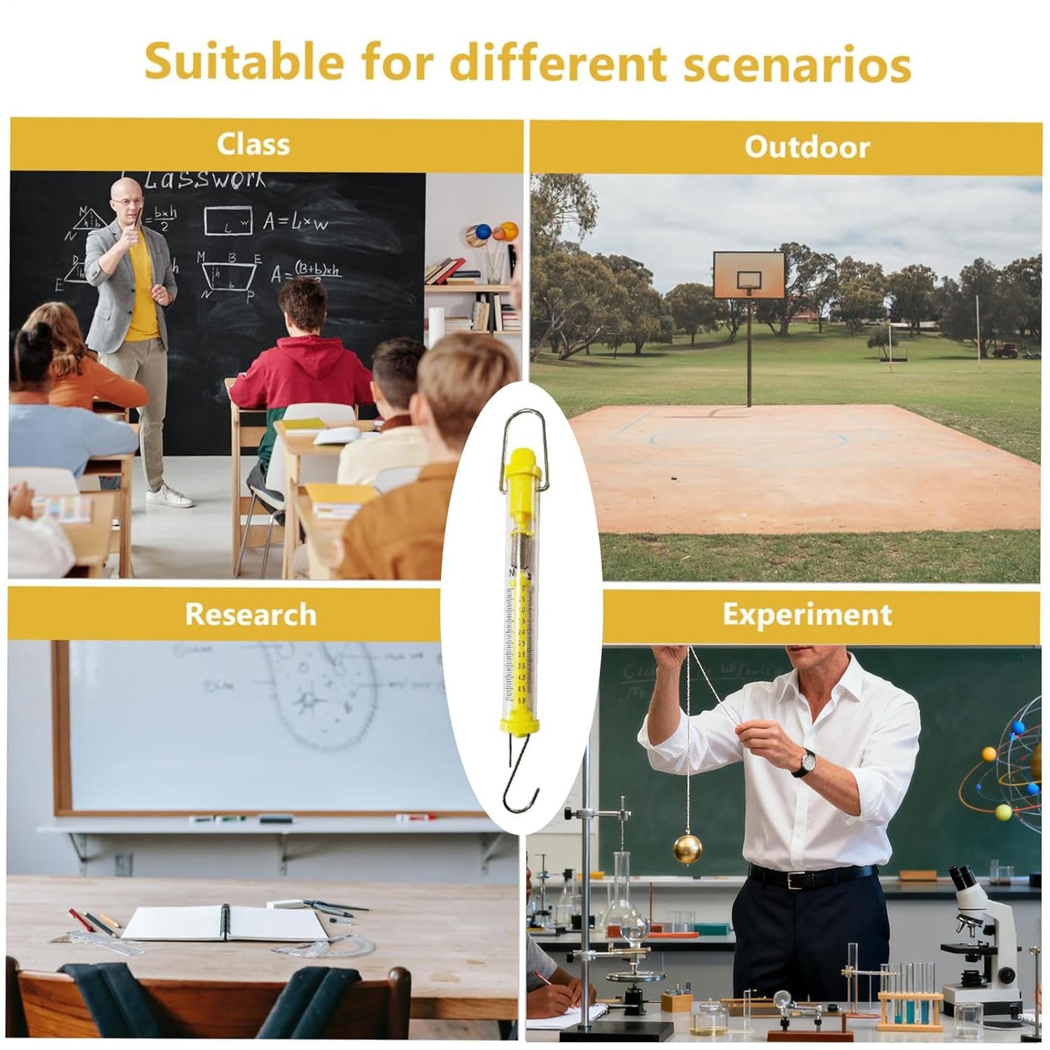 Spring Scale for Classroom - 2.5x2x25cm Newton Force Meter Spring Scale | Newton Force Dynamometer Sprinģ ĺe, 10N Precise Tubular Educational Physics Equipment for Dorm Classroom Study Room Laborat
