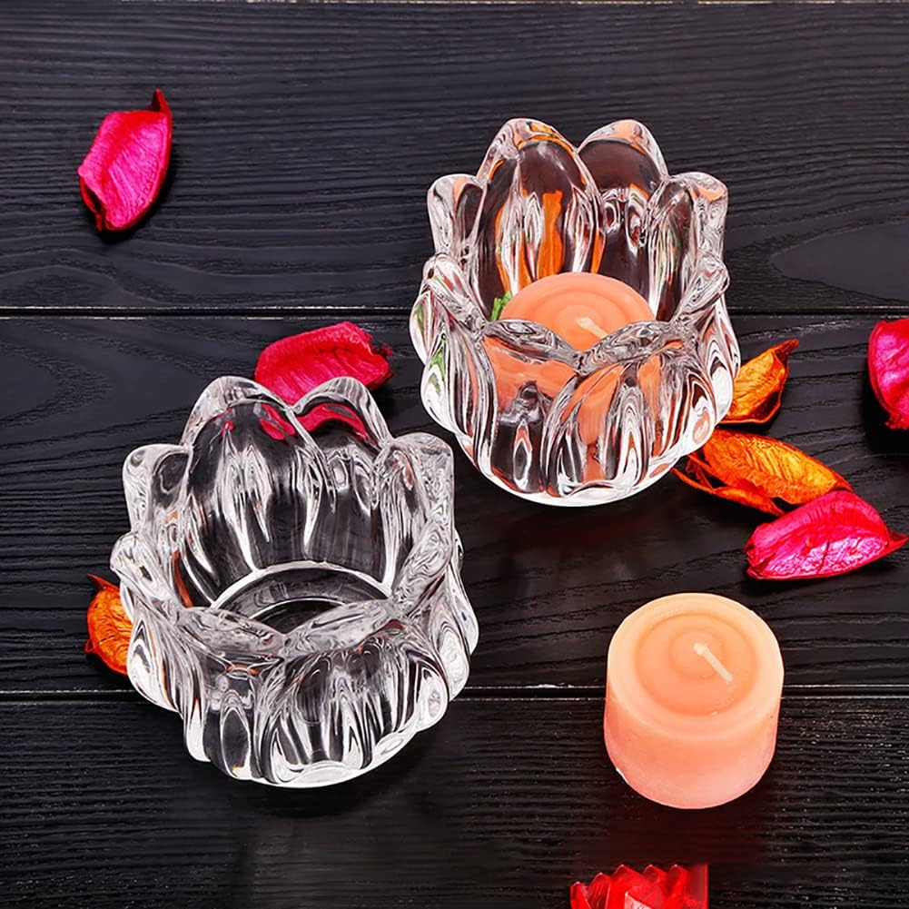 Glass Tulip Flower Candle Holder Clear Tealight Votive Candle Holder Cup Crystal Candlestick Holder Candle Centerpieces for Christmas Wedding Party