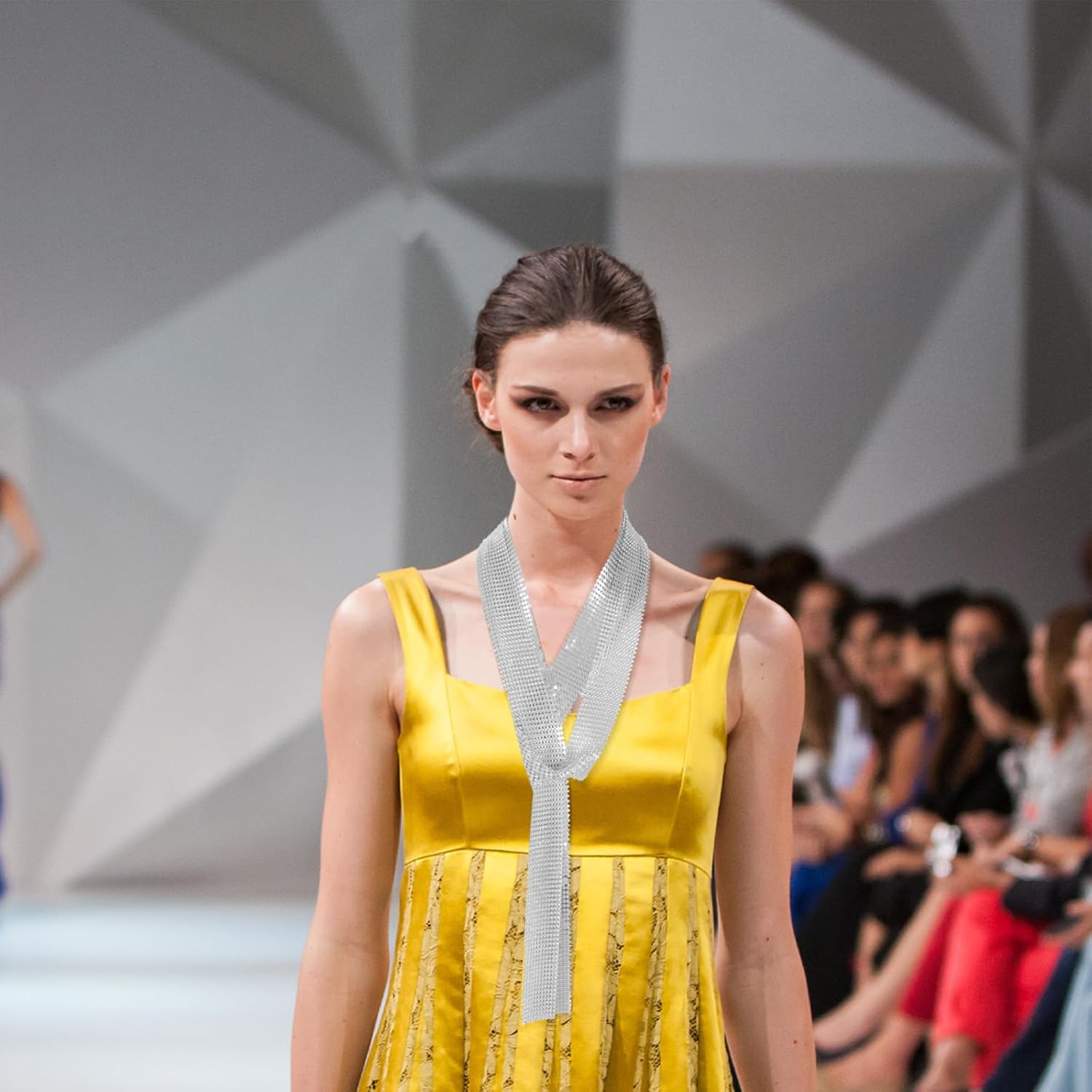 Silver Sequin Necklace Scarf Lightweight Metallic Thin Tie Shawl for Women Evening Party Beach Wear Fashion Accessory 63In - Image 4