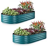 Vista 12 de Plant & Plot Camas de jardín elevadas galvanizadas para exteriores/ Jardinera elevada de 6 x 3 x 1 pie para jardinería, verduras, flores, caja