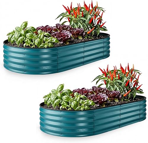Vista 12 de Plant & Plot Camas de jardín elevadas galvanizadas para exteriores/ Jardinera elevada de 6 x 3 x 1 pie para jardinería, verduras, flores, caja