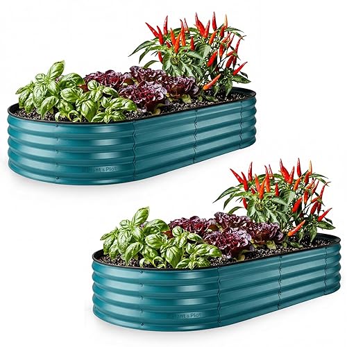 Plant & Plot Galvanized Raised Garden Beds Outdoor // 6×3×1