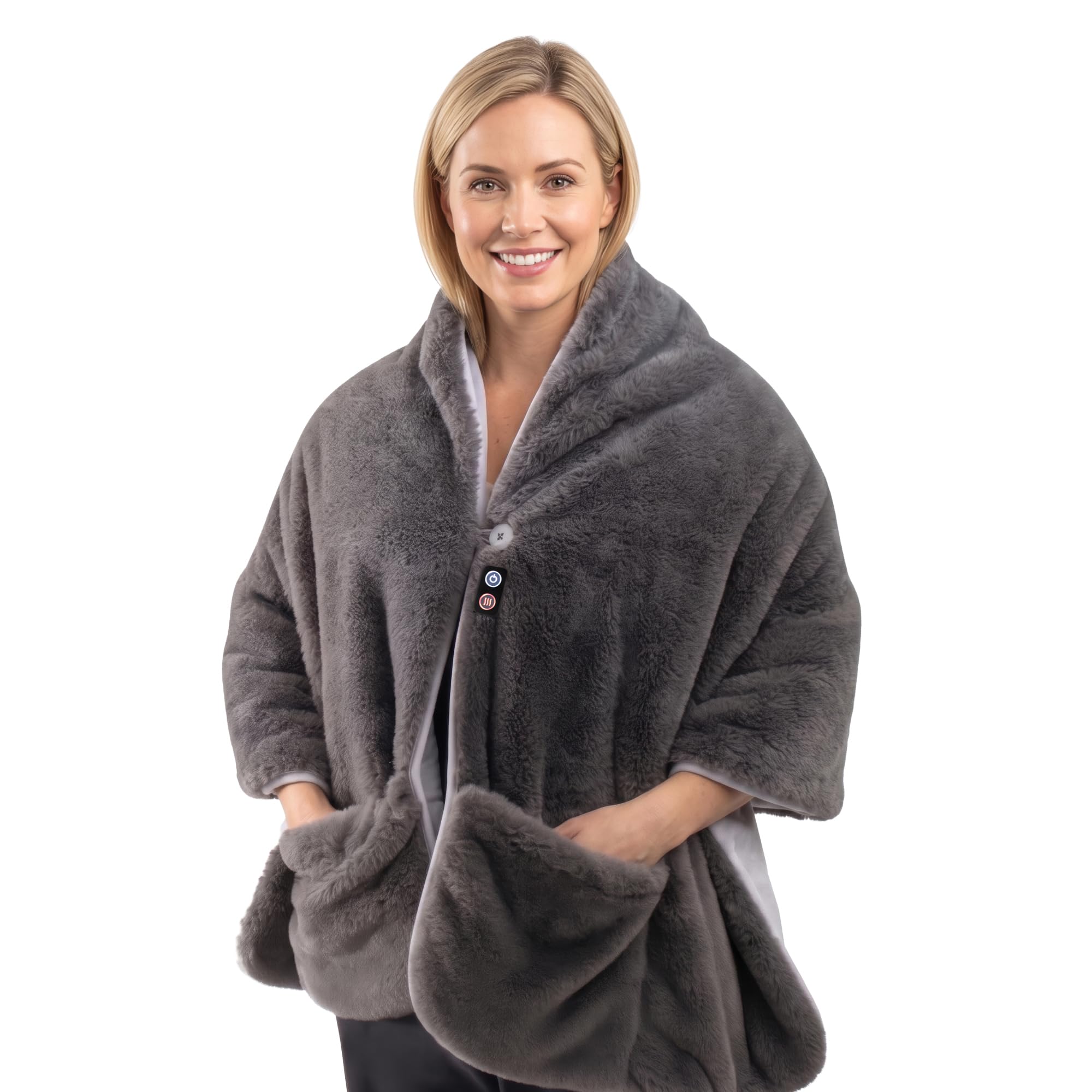 Homedics Cosy Cordless Mantón Calentado Inalámbrico | Manta Térmica Portátil, 2 Configuraciones, Chal Calefactable, Batería Portátil, Ultrasuave para Hogar y Viajes