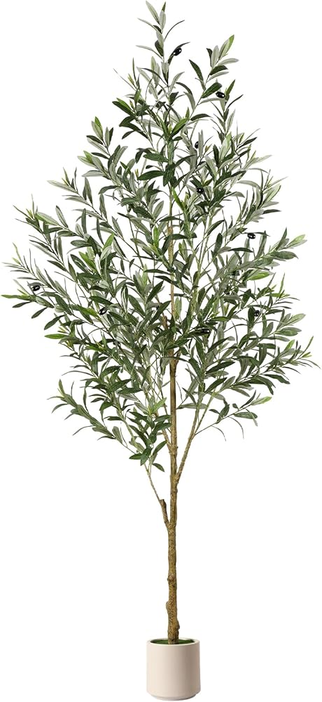 Alupssuc Olivier Artificiel 180 cm en Pot Blanc arbre artificiel intérieur extérieur